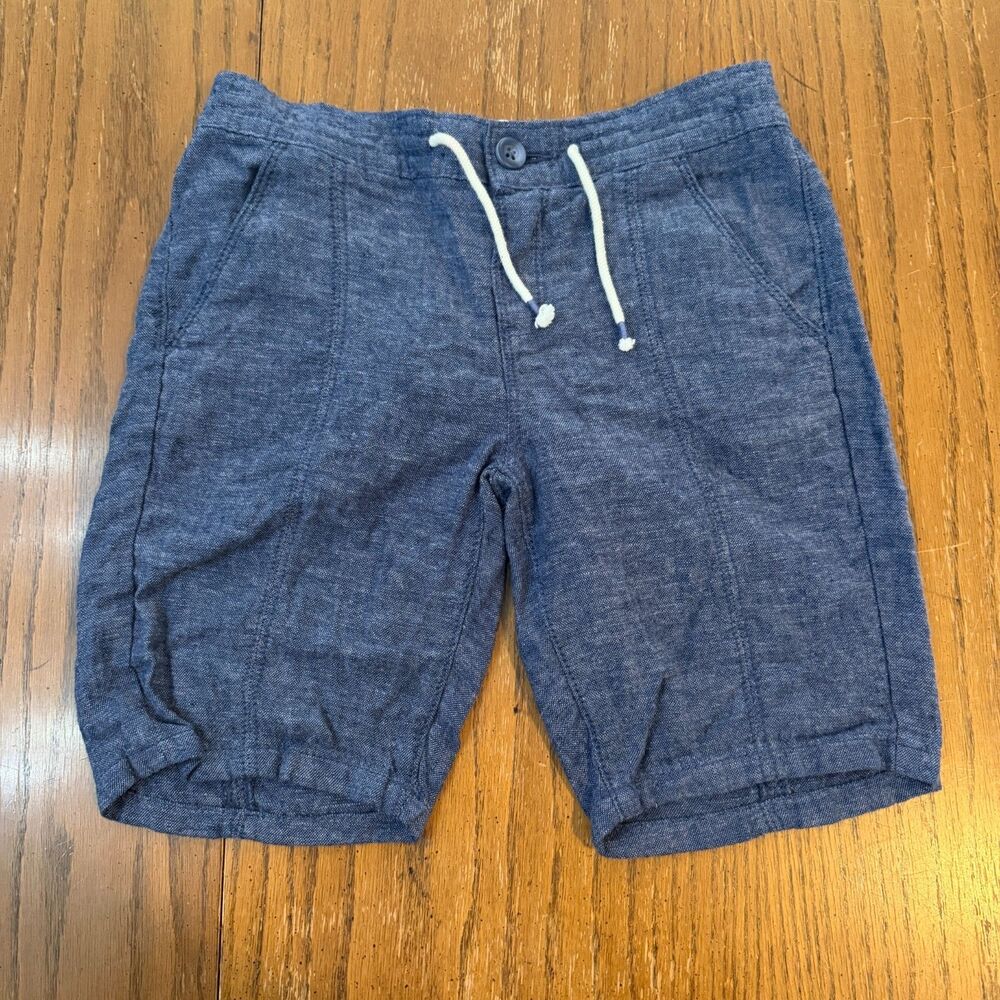 Old Navy Girls L 10-12 Blue Linen Blend Pull On Shorts Elastic Waist